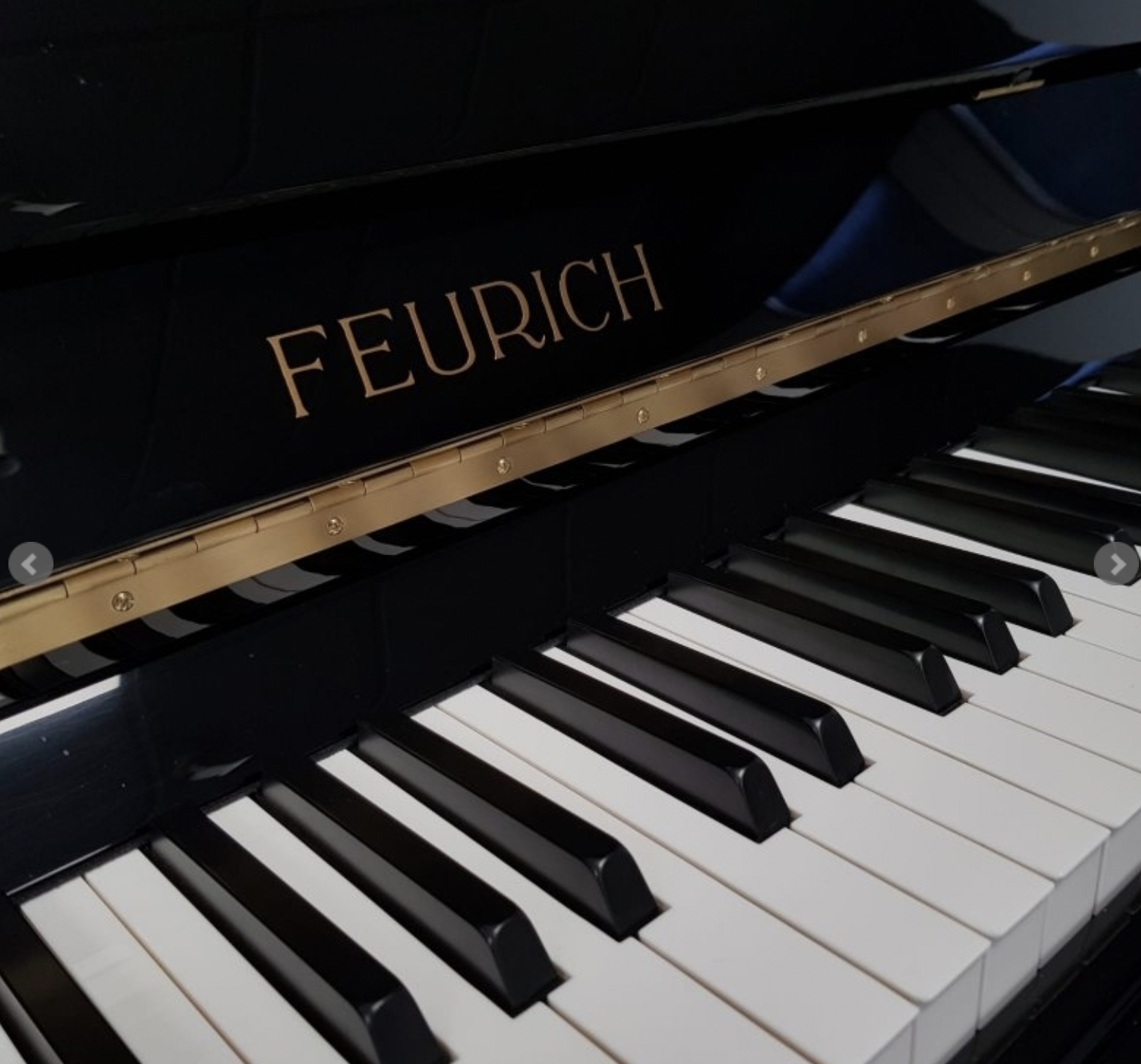 Feurich 122 upright Piano in Black – Gallery image – Roberts Pianos Oxford