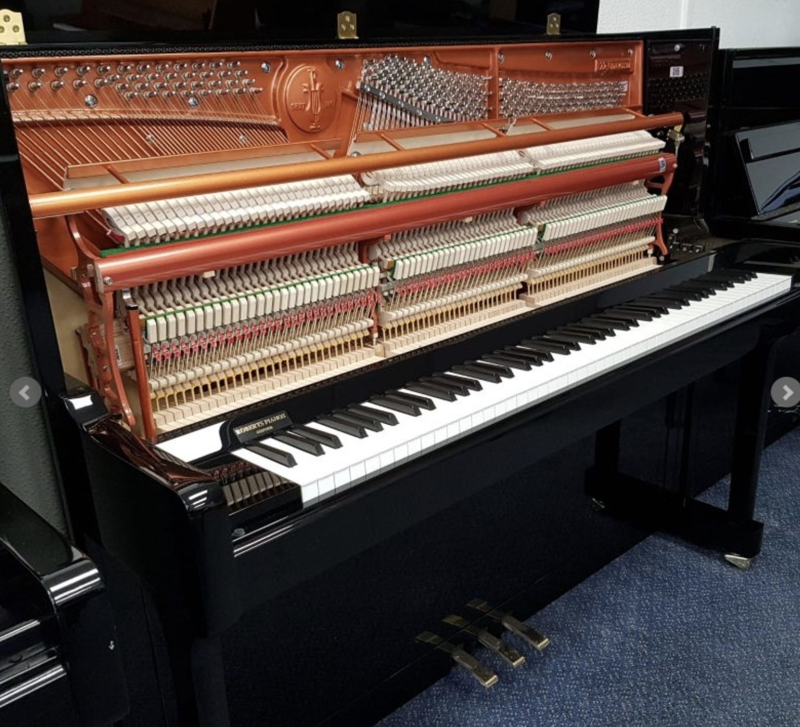Feurich 122 upright Piano in Black – Gallery image – Roberts Pianos Oxford
