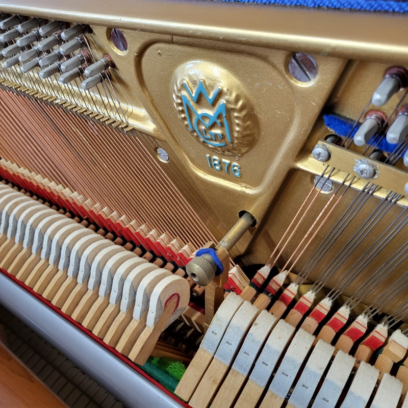 Welmar upright Piano in Teak – Gallery image – Roberts Pianos Oxford
