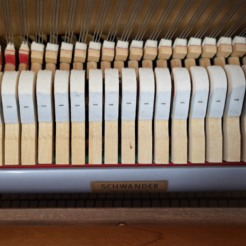 Welmar upright Piano in Teak – Gallery image – Roberts Pianos Oxford
