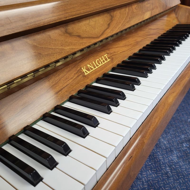Knight upright Piano in walnut – Gallery image – Roberts Pianos Oxford