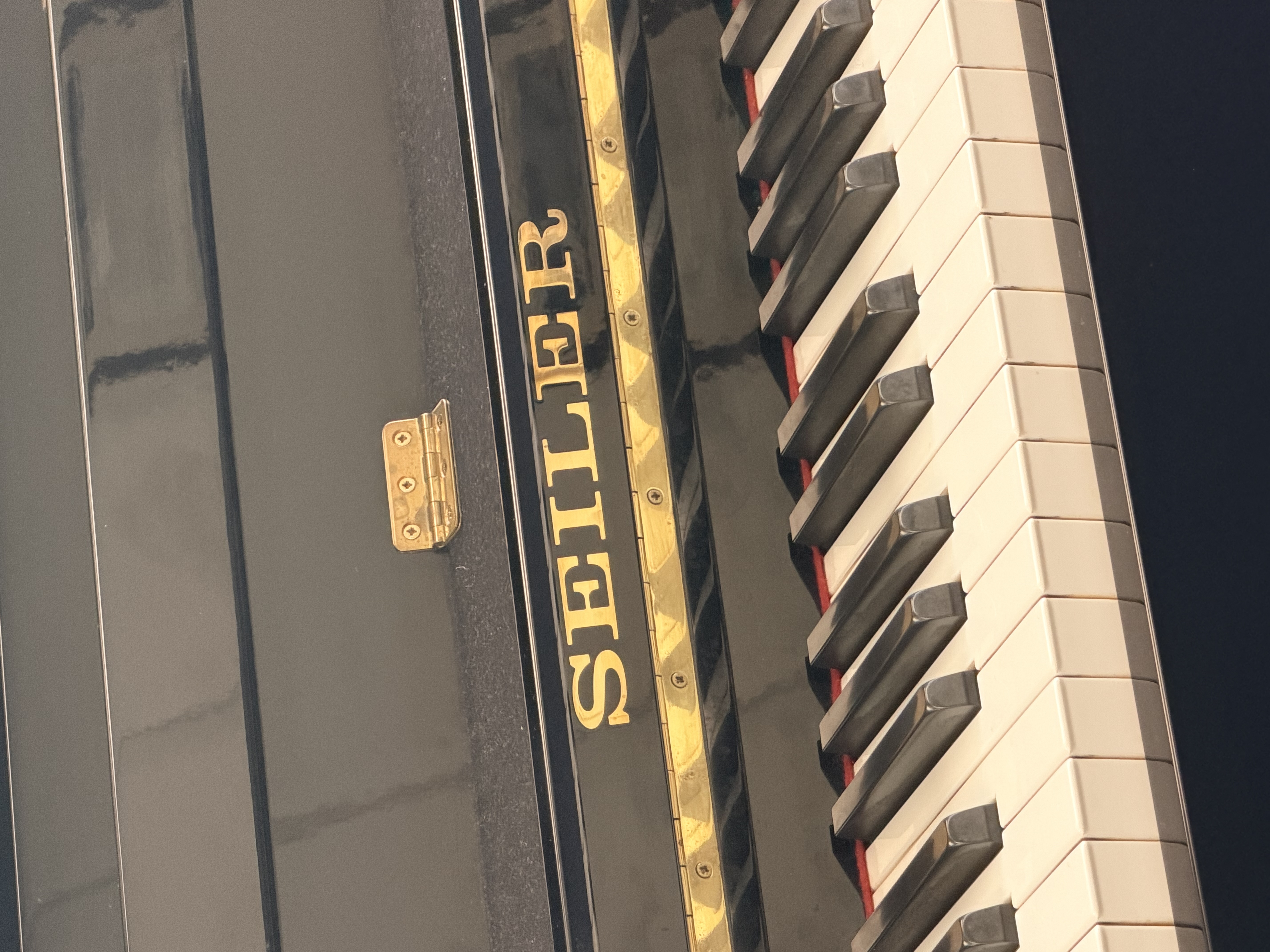 Seiler 116 Upright Piano in Black Polyester – Gallery image – Roberts Pianos Oxford