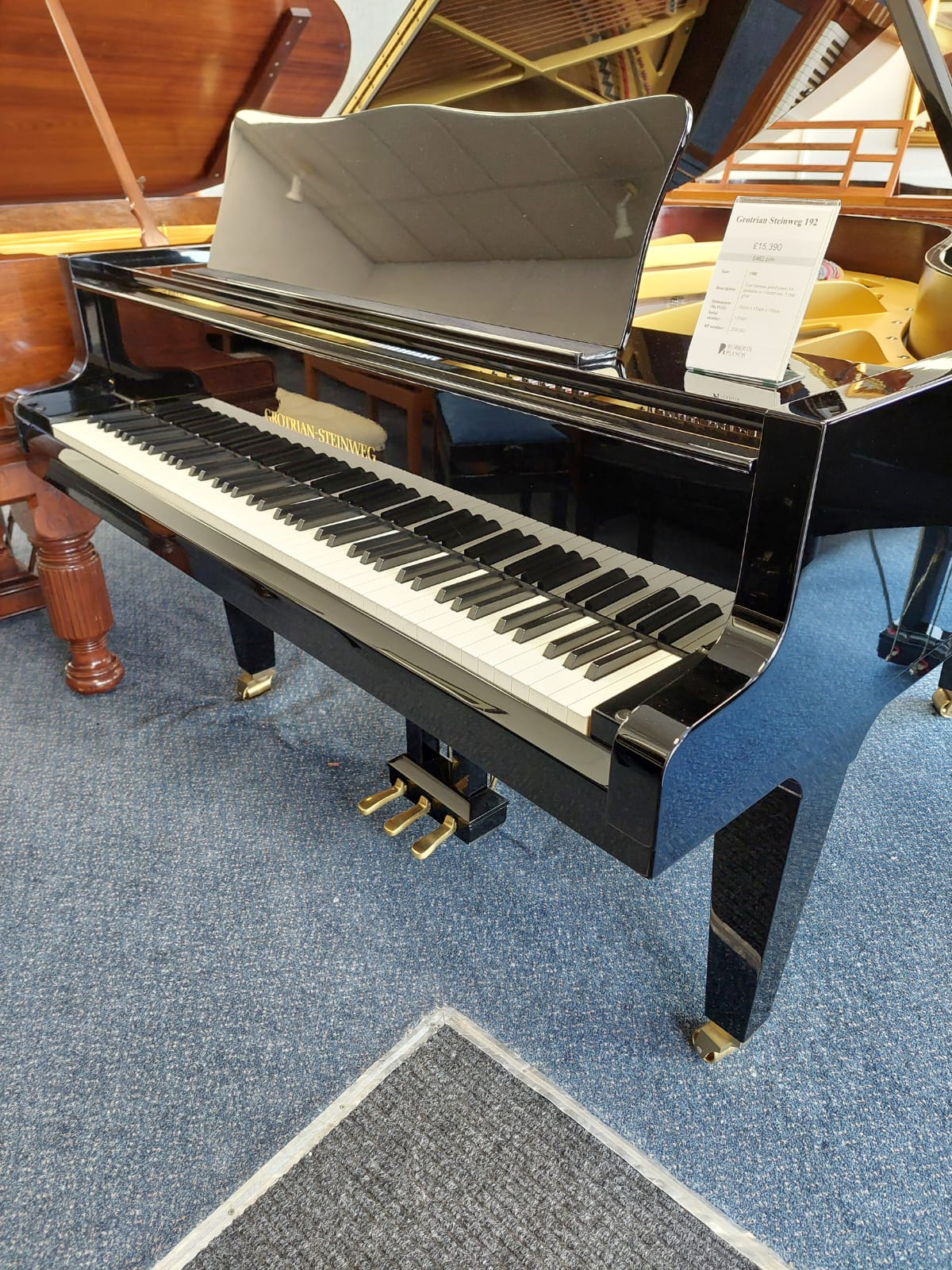 Grotrian Steinweg 192 grand Piano in black – Gallery image – Roberts Pianos Oxford