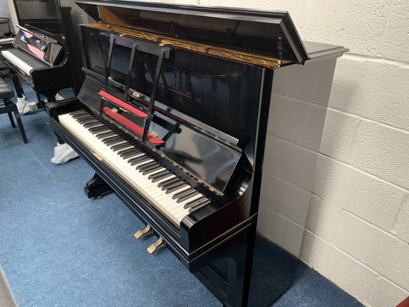 Grotrian Steinweg 120 upright Piano in black – Featured image – Roberts Pianos Oxford