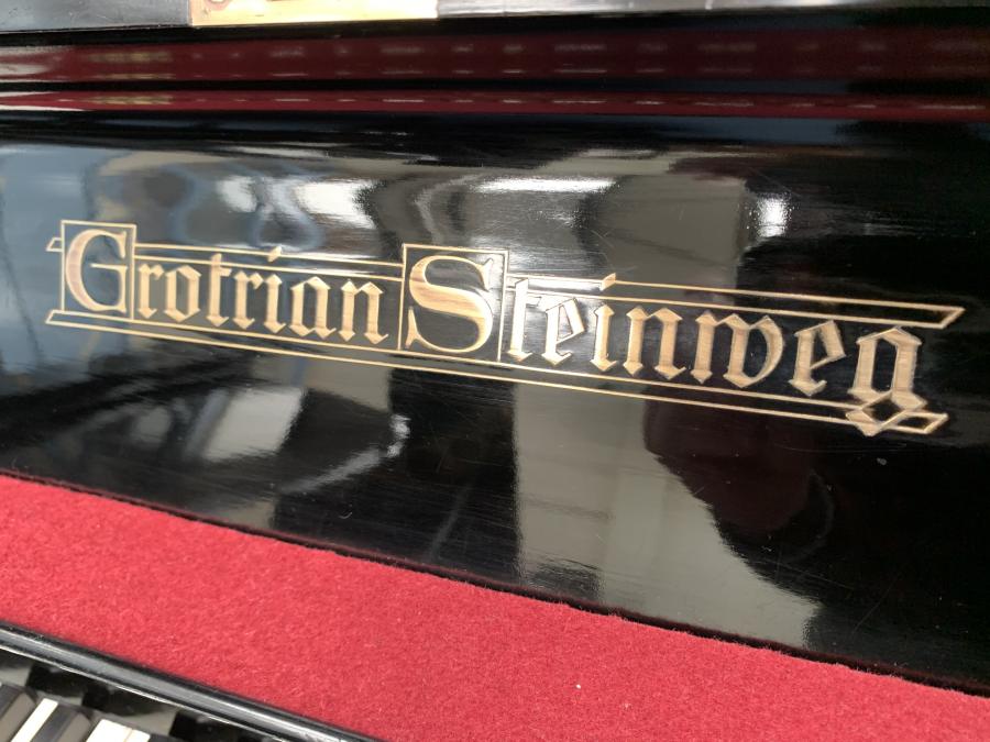 Grotrian Steinweg 120 upright Piano in black – Gallery image – Roberts Pianos Oxford