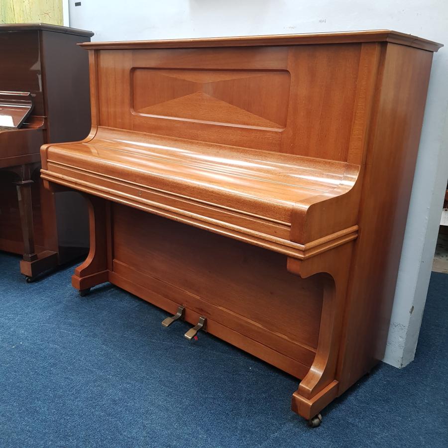 Grotrian Steinweg 120 upright Piano in Light Mahogany / Walnut – Gallery image – Roberts Pianos Oxford