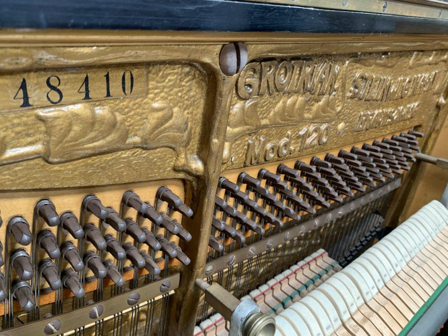 Grotrian Steinweg 120 upright Piano in black – Gallery image – Roberts Pianos Oxford