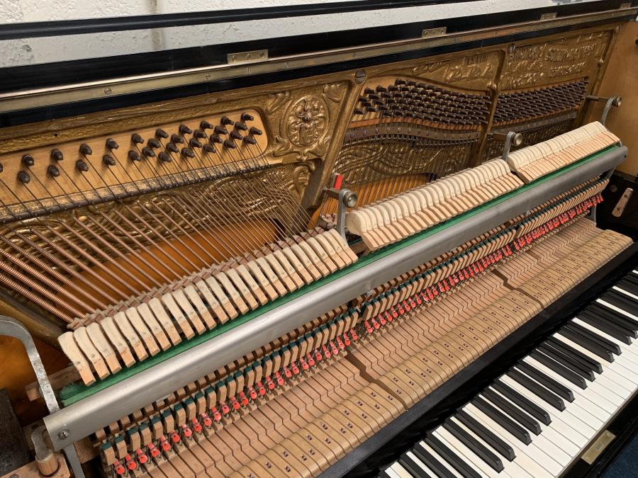 Grotrian Steinweg 120 upright Piano in black – Gallery image – Roberts Pianos Oxford