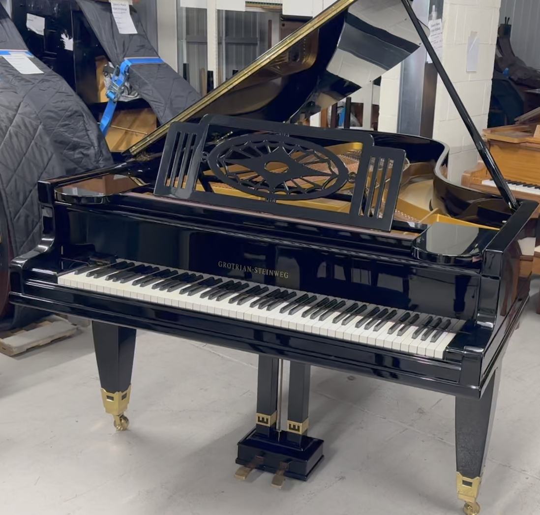Grotrian Steinweg 223 grand Piano in Black Polyester – Featured image – Roberts Pianos Oxford