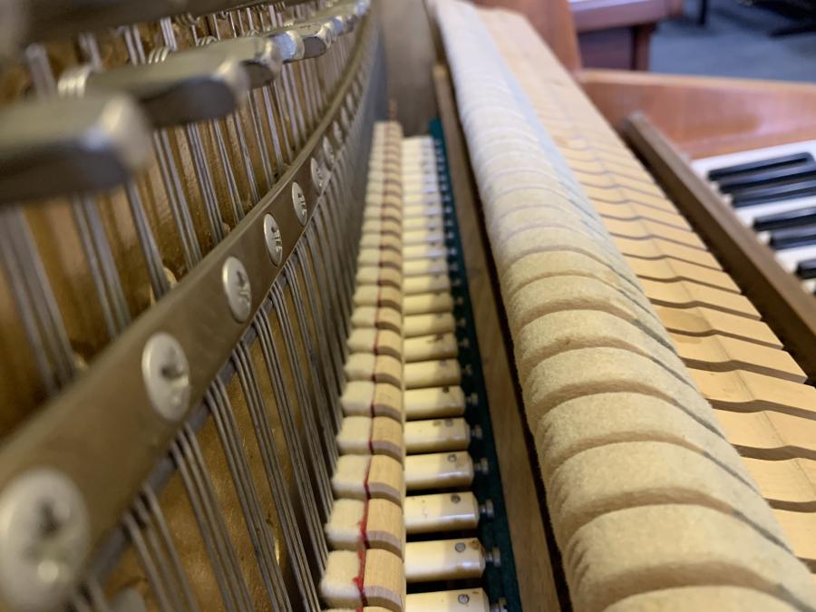 Knight K20 upright Piano in Teak or light mahogany – Gallery image – Roberts Pianos Oxford