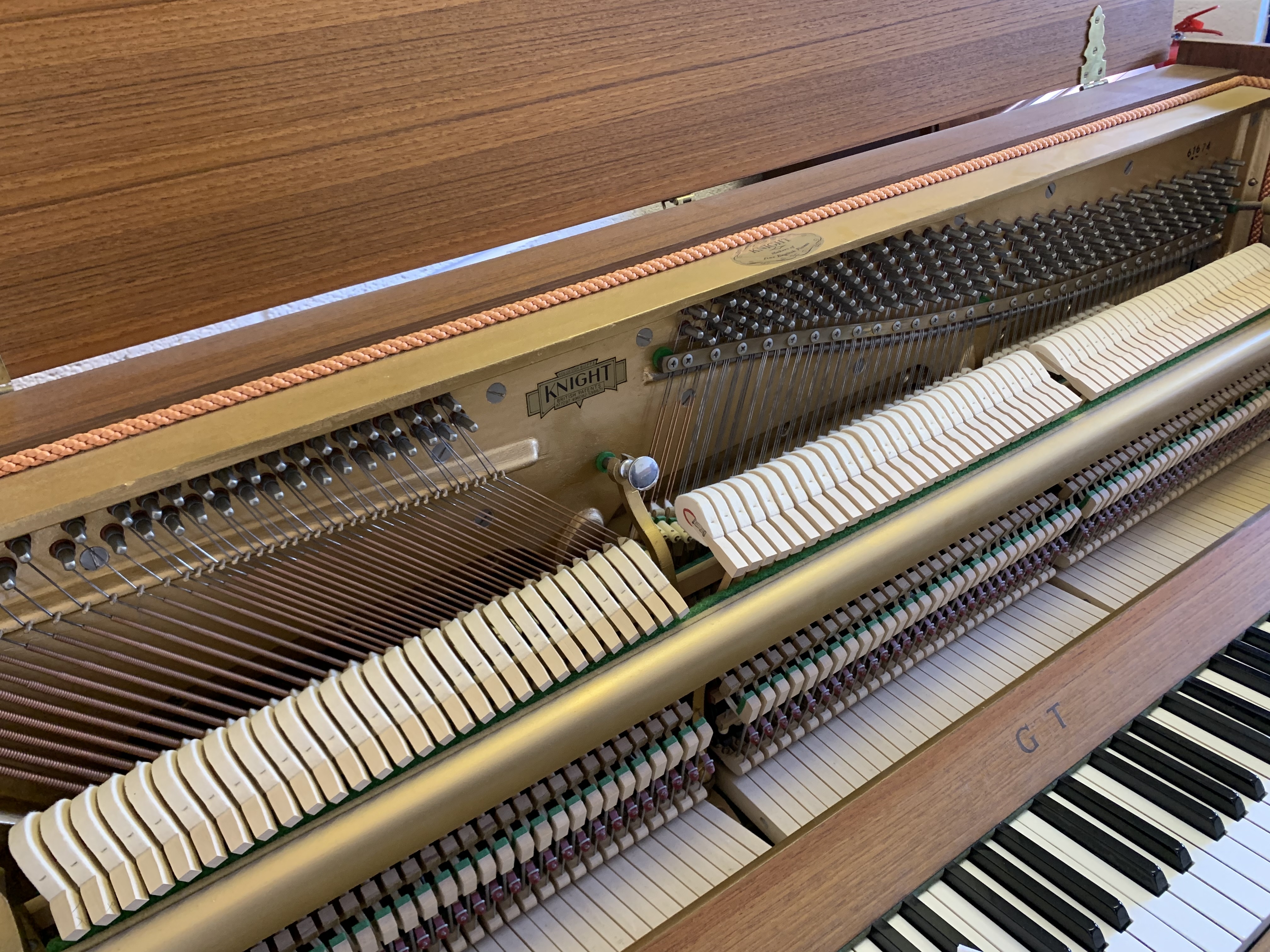 Knight K10 upright Piano in light teak – Gallery image – Roberts Pianos Oxford