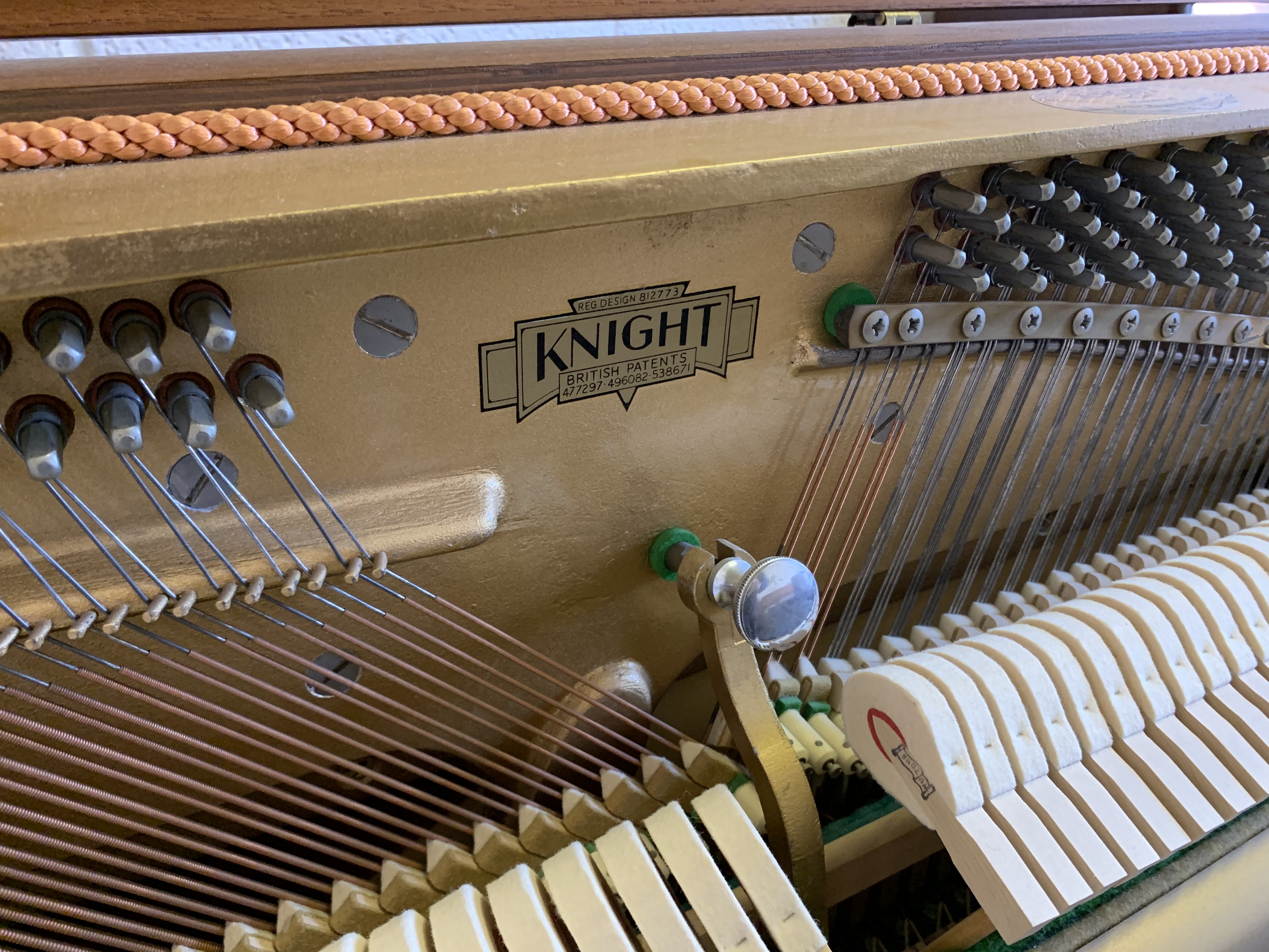 Knight K10 upright Piano in light teak – Gallery image – Roberts Pianos Oxford
