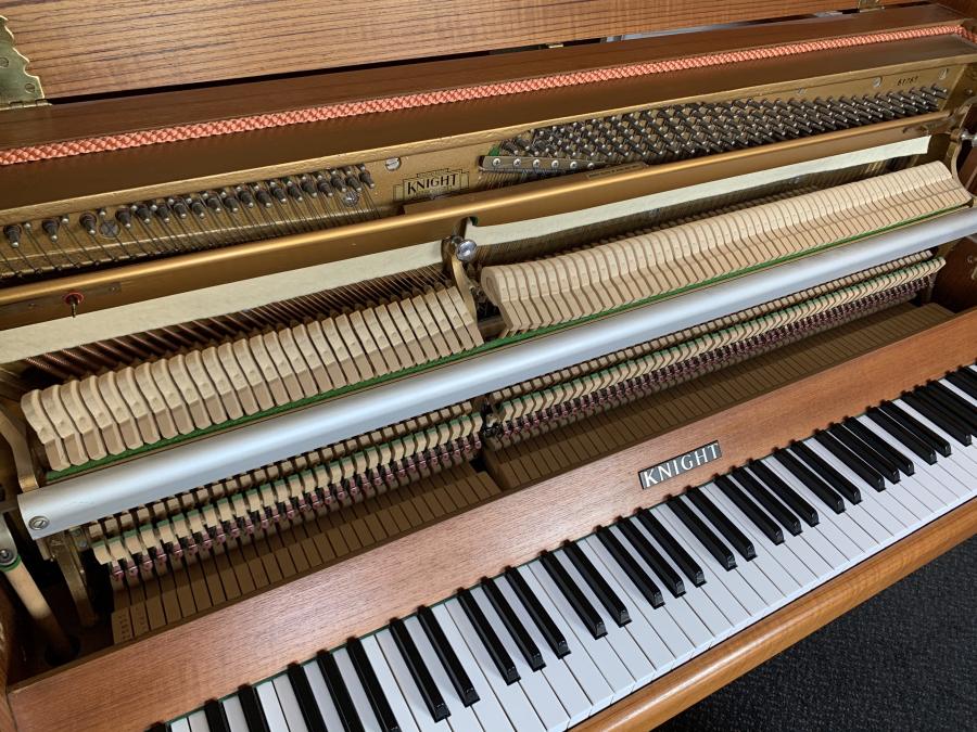 Knight K6 upright Piano in teak – Gallery image – Roberts Pianos Oxford