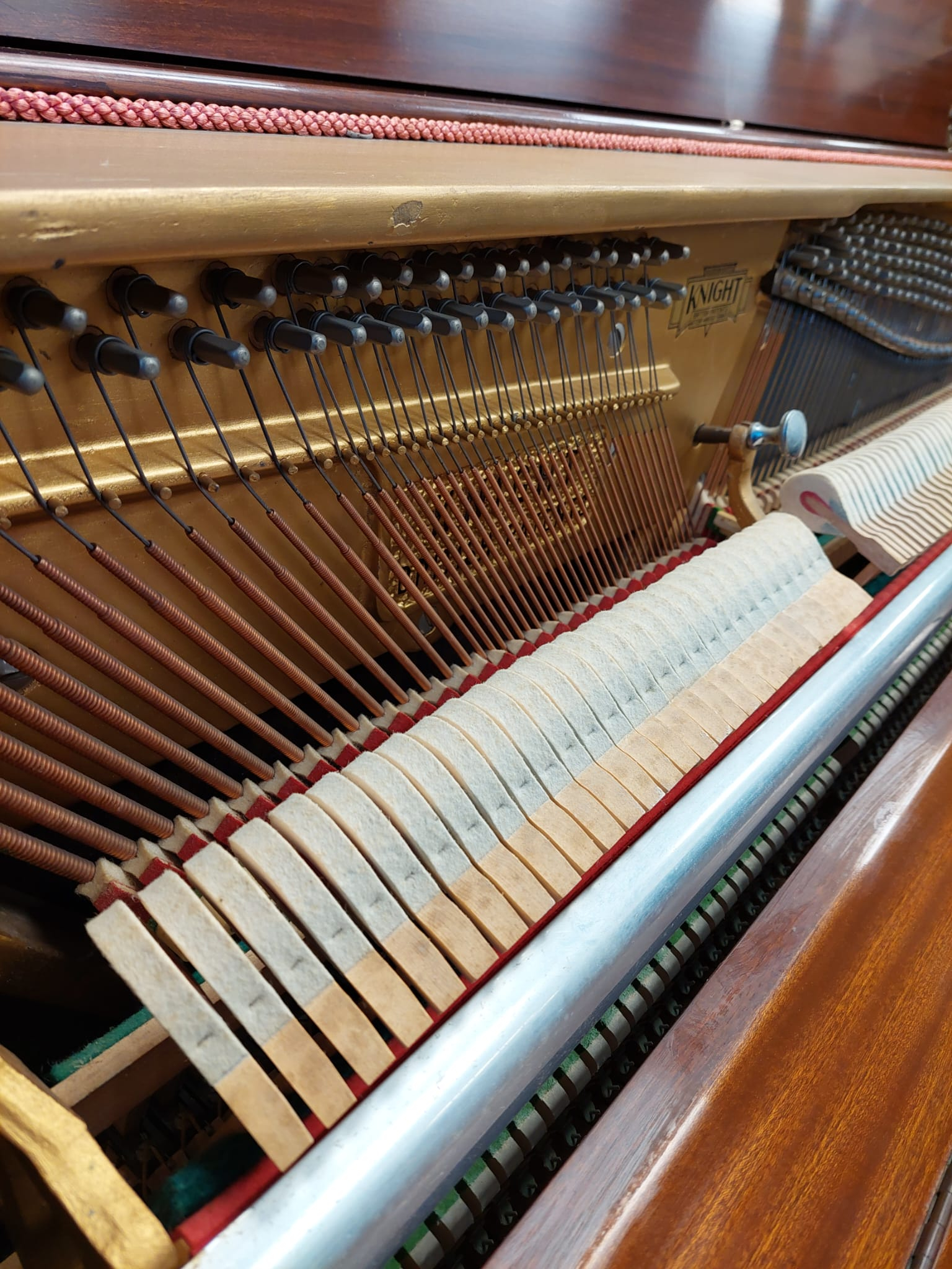 Knight K6 (K20) upright Piano in Mahogany satin – Gallery image – Roberts Pianos Oxford