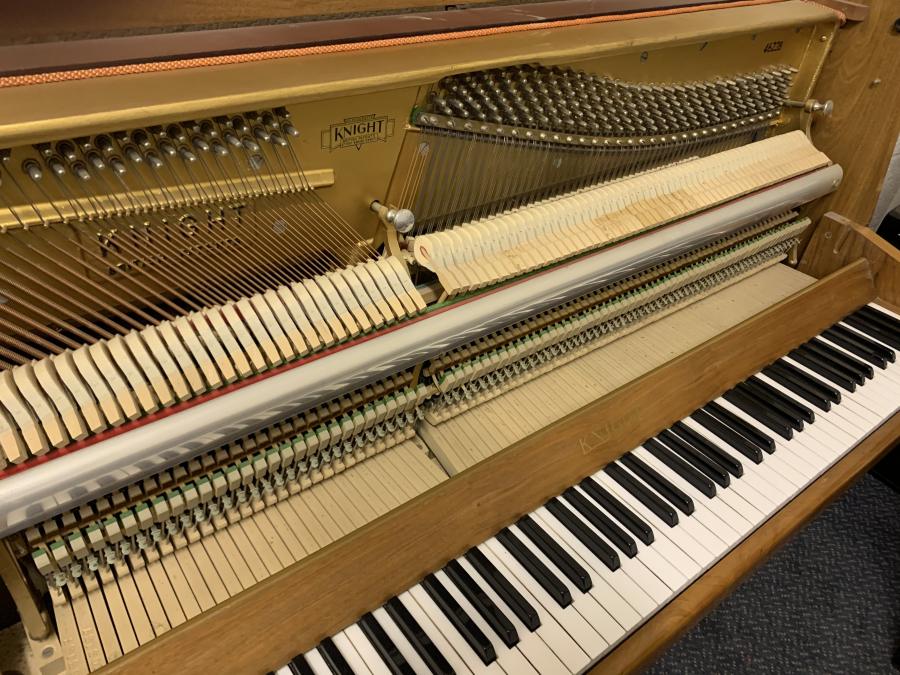 Knight K20 upright Piano in walnut – Gallery image – Roberts Pianos Oxford