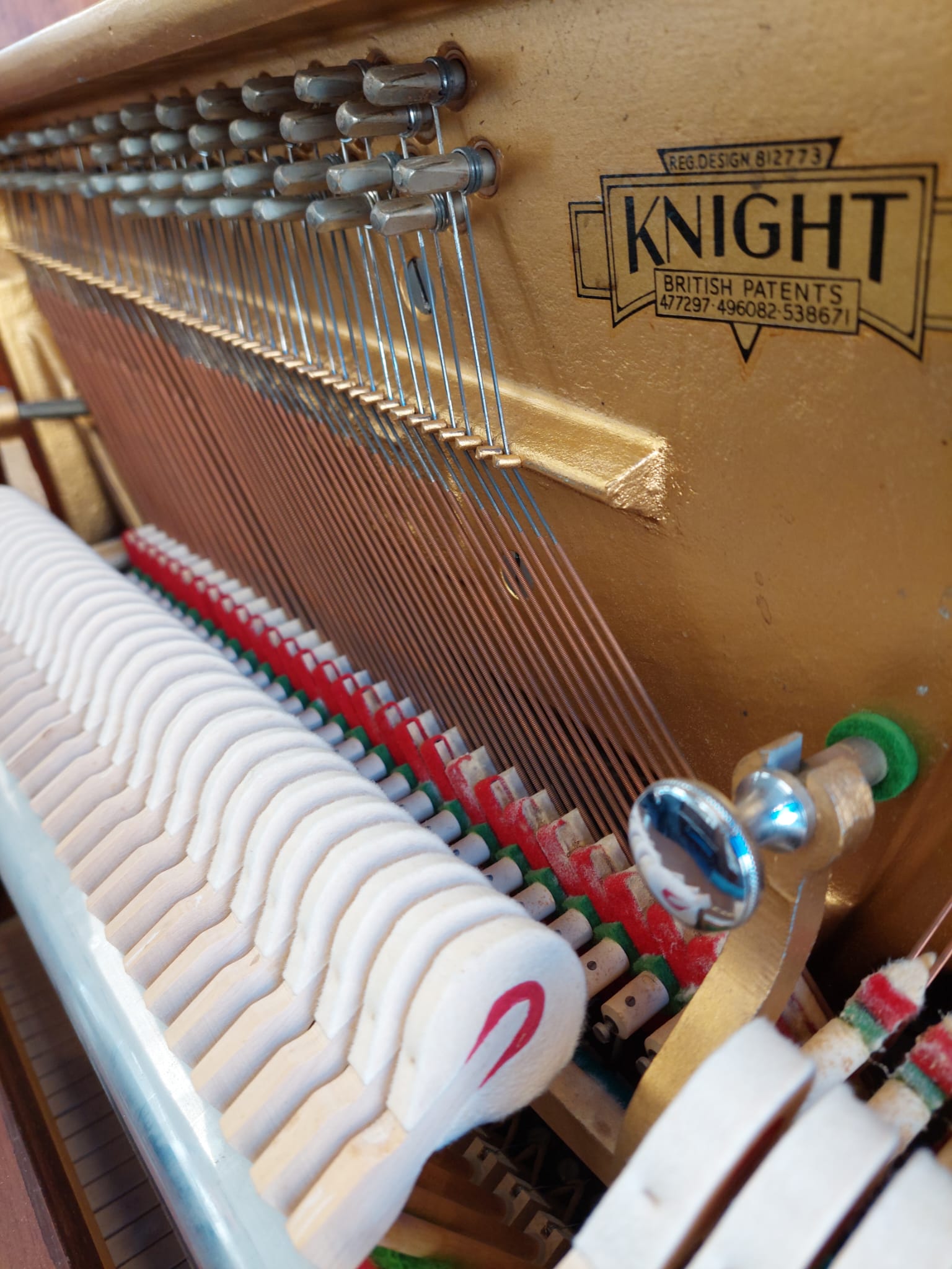 Knight K10 Upright Piano in Mahogany – Gallery image – Roberts Pianos Oxford