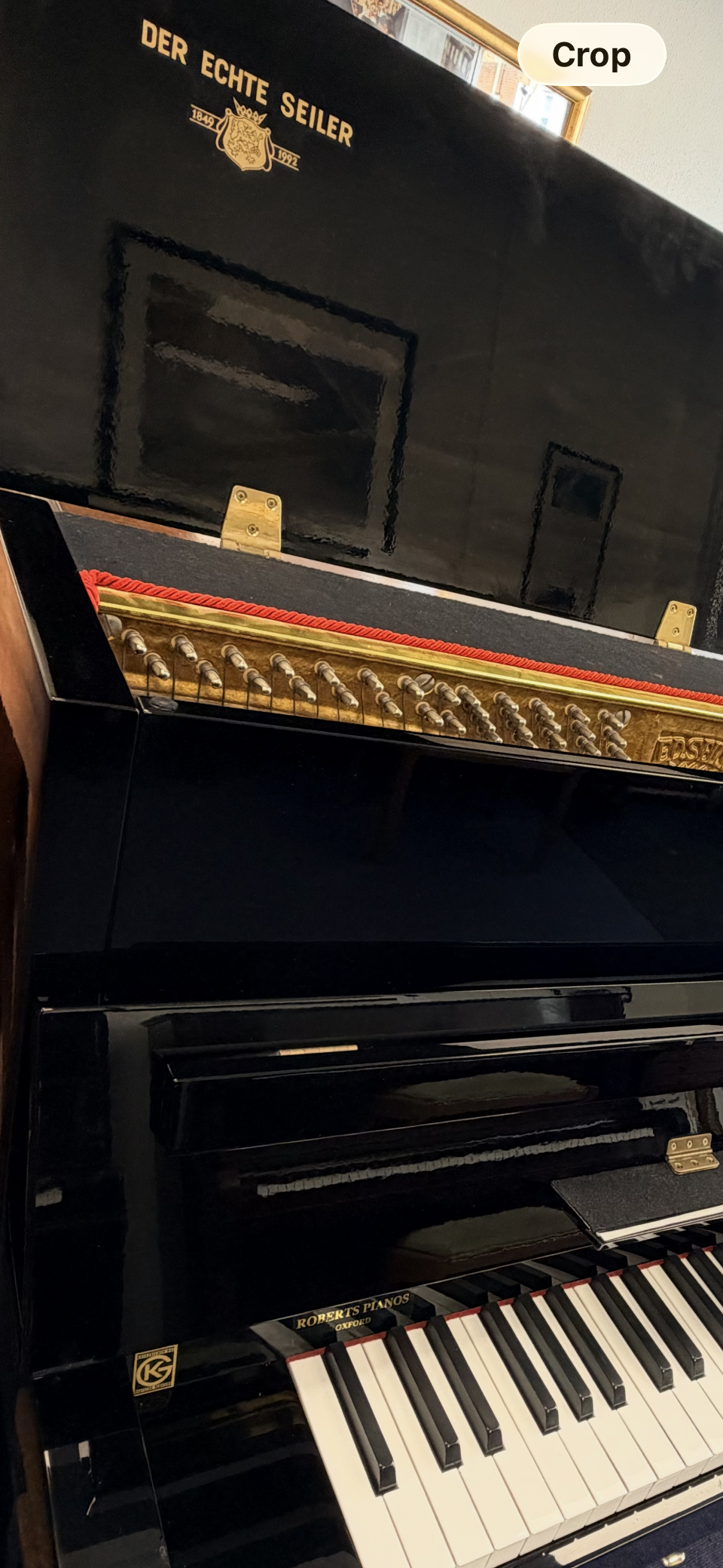 Seiler 116 Upright Piano in Black Polyester – Gallery image – Roberts Pianos Oxford