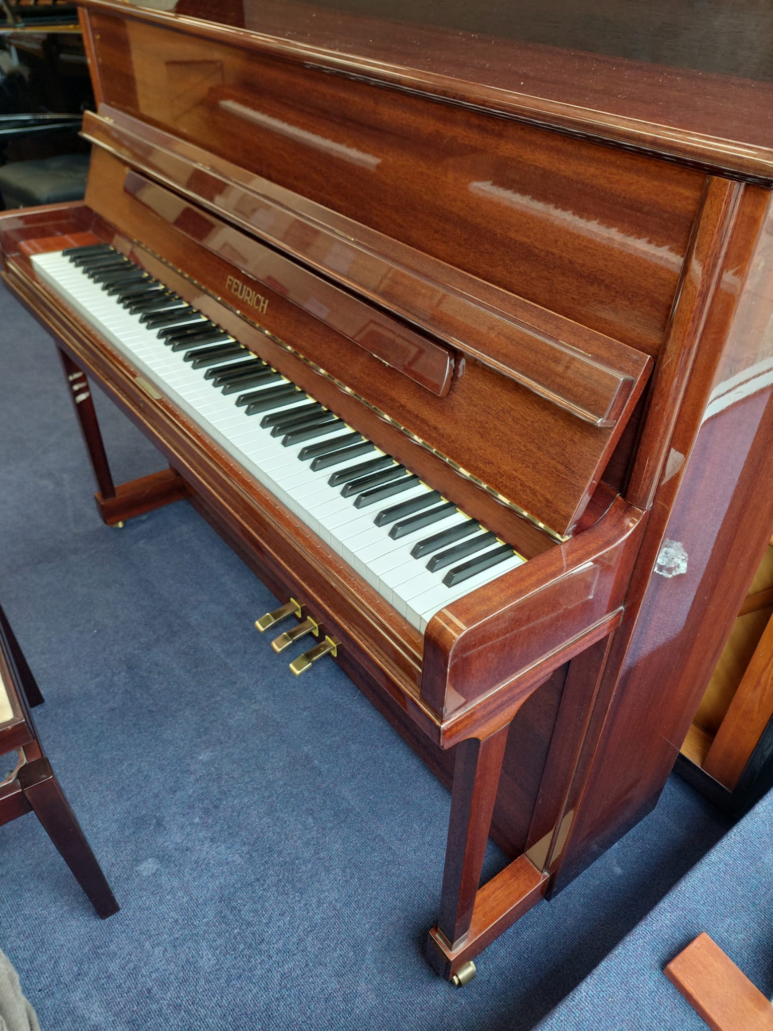Feurich 120 Upright Piano in Mahogany – Gallery image – Roberts Pianos Oxford