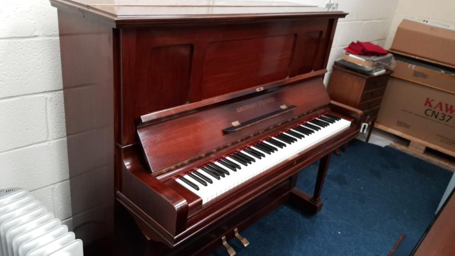 Grotrian Steinweg 132 upright Piano in mahogany – Gallery image – Roberts Pianos Oxford