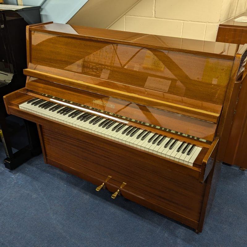 Grotrian Steinweg upright Piano in Mahogany – Featured image – Roberts Pianos Oxford
