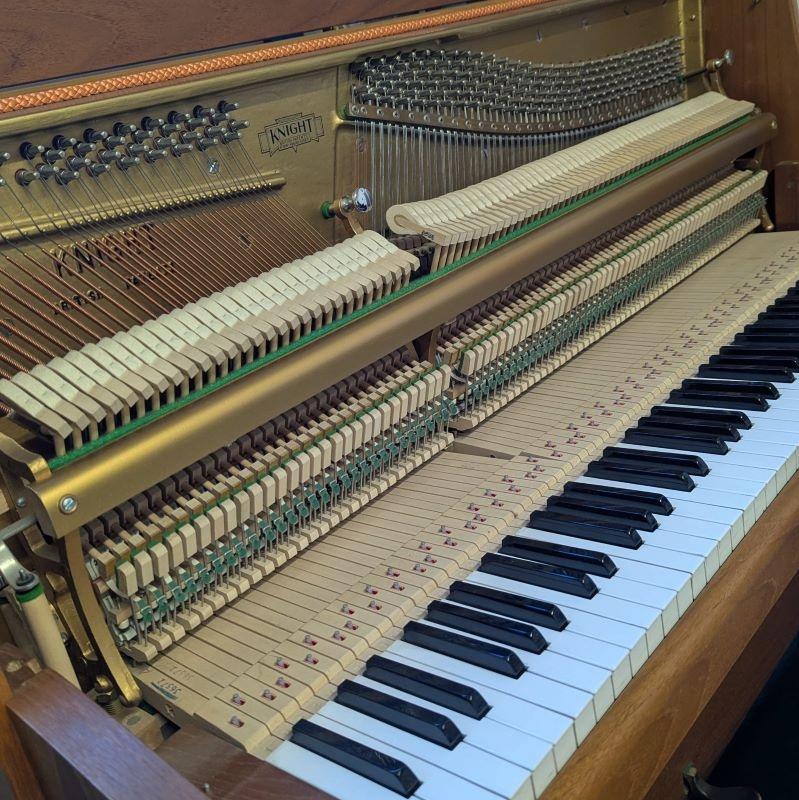 Knight K10 upright Piano in Walnut – Gallery image – Roberts Pianos Oxford