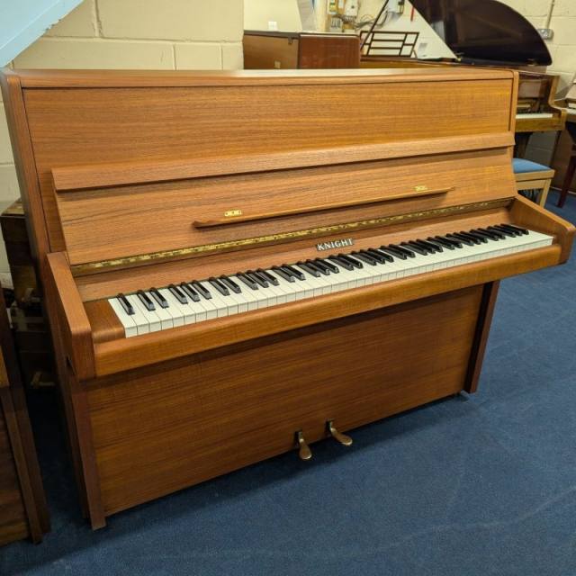Knight K10 upright Piano in teak – Inventory thumbnail – Roberts Pianos Oxford