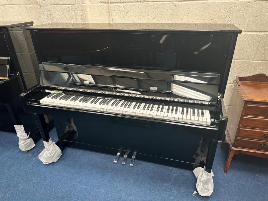 Feurich 122 upright Piano in Black – Featured image – Roberts Pianos Oxford