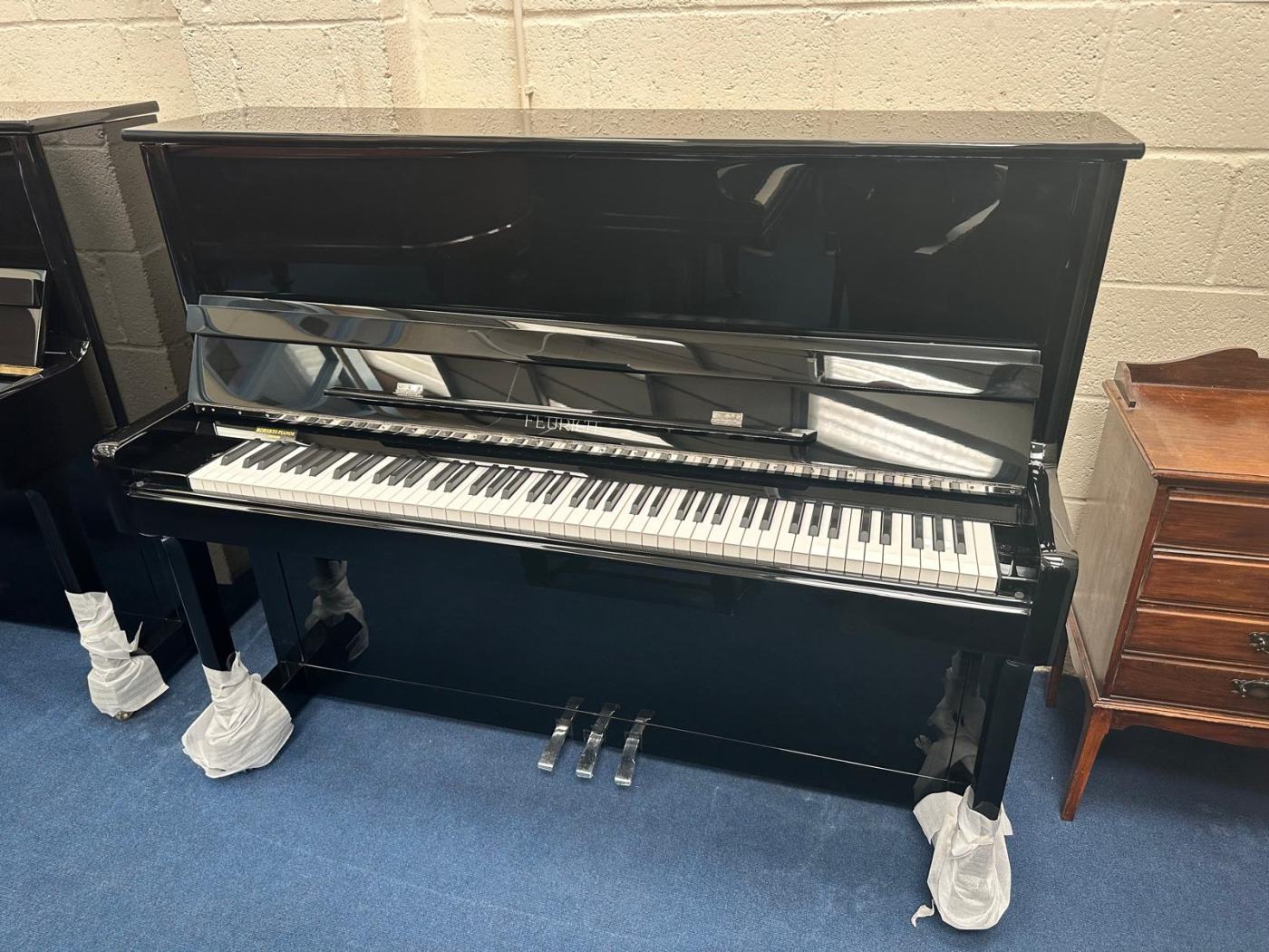 Feurich 122 upright Piano in Black – Featured image – Roberts Pianos Oxford