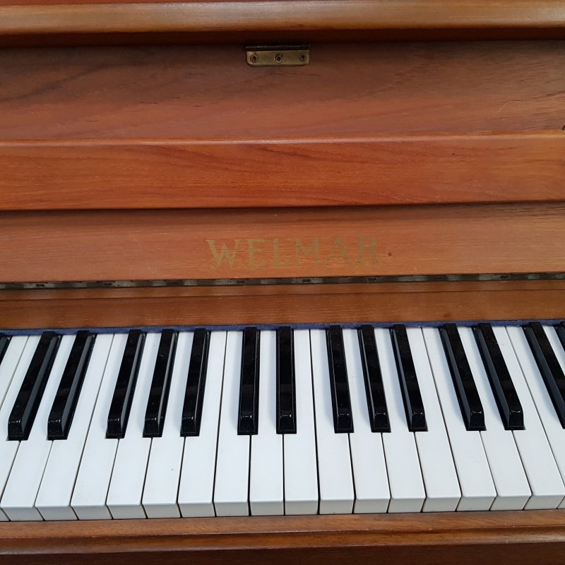 Welmar upright Piano in Teak – Gallery image – Roberts Pianos Oxford