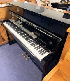 Seiler 116 Upright Piano in Black Polyester – Inventory thumbnail – Roberts Pianos Oxford