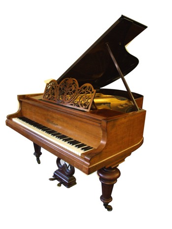 Bluthner grand piano in light rosewood