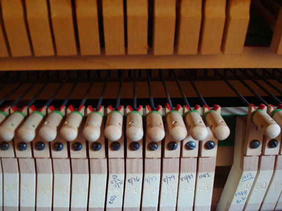 Spinet action. NOt recommended for serious study as the key is too short so dynamic range and control are poor.